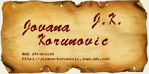 Jovana Korunović vizit kartica